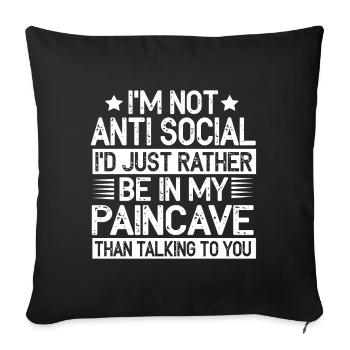 I'm Not Antisocial Paincave Triathlon - Sofa pillowcase 17,3'' x 17,3'' (45 x 45 cm) - black - Front