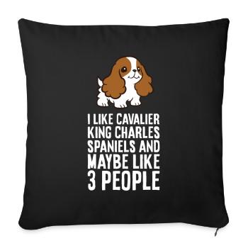 J’aime cavalier King Charles Spaniels et peut-être 3 - Housse de coussin décorative 45 x 45 cm - noir - Devant
