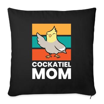Cockatiel Maman Cockatiel Perroquet Mignon Cockatiel Oiseau - Housse de coussin décorative 45 x 45 cm - noir - Devant