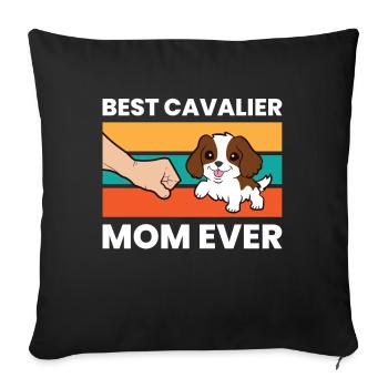 Meilleure maman cavalière de tous les temps Cavalier King Charles - Housse de coussin décorative 45 x 45 cm - noir - Devant