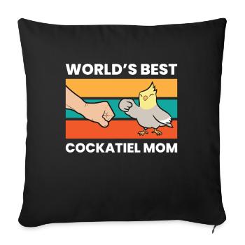Cockatiel Parrot Mama World’s Best - Housse de coussin décorative 45 x 45 cm - noir - Devant