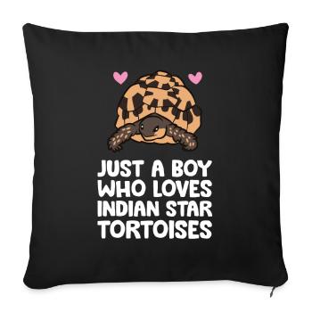 Nur ein Junge, der indische Sternschildkröten - Sofakissenbezug 45 x 45 cm - Schwarz - Vorne