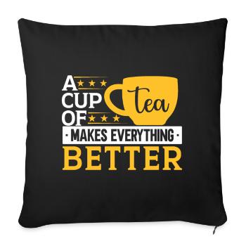 Buveur de thé Amateur de thé Cadeau Thé - Housse de coussin décorative 45 x 45 cm - noir - Devant