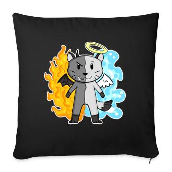 Cat breed American Bobtail - Angel and Devil - Sofa pillowcase 17,3'' x 17,3'' (45 x 45 cm) - black - Front