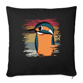 Kingfisher Blue Bird Rétro - Housse de coussin décorative 45 x 45 cm - noir - Devant