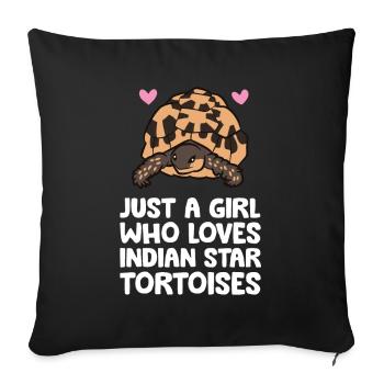 Nur ein Mädchen, das indische Sternschildkröten - Sofakissenbezug 45 x 45 cm - Schwarz - Vorne