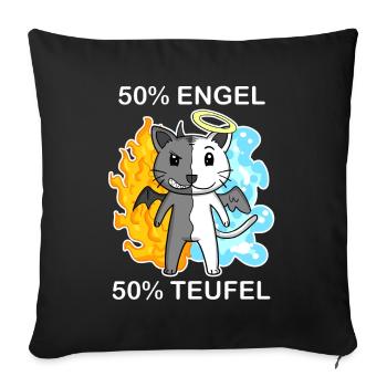 Katze Katzenrasse Devon Rex - Engel und Teufel - Sofakissenbezug 45 x 45 cm - Schwarz - Vorne