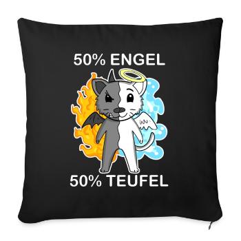 Katze Katzenrasse Bombay - Engel und Teufel - Sofakissenbezug 45 x 45 cm - Schwarz - Vorne