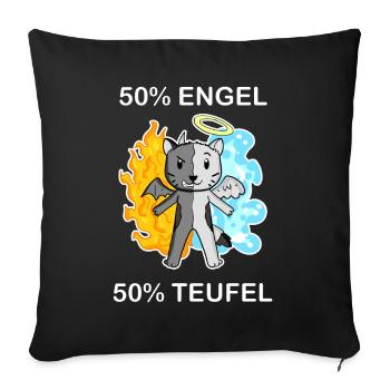 Katze Katzenrasse Devon Rex - Engel und Teufel - Sofakissenbezug 45 x 45 cm - Schwarz - Vorne