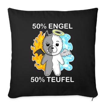Hund Bichon Frise - Engel und Teufel - Sofakissenbezug 45 x 45 cm - Schwarz - Vorne