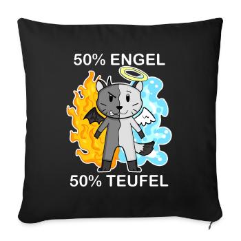 Katzenrasse American Bobtail - Engel und Teufel - Sofakissenbezug 45 x 45 cm - Schwarz - Vorne