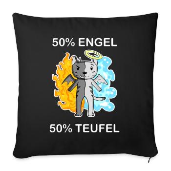 Katze Katzenrasse Ägyptische Mau Engel und Teufel - Sofakissenbezug 45 x 45 cm - Schwarz - Vorne