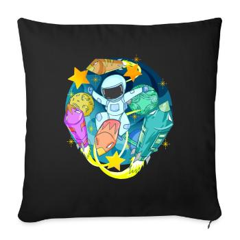 Astronaute dans l’espace avec des fusées - Housse de coussin décorative 45 x 45 cm - noir - Devant