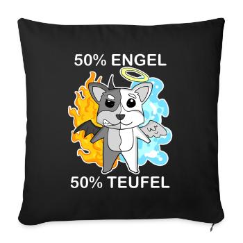 Hund Welsh Corgi Pembroke - Engel und Teufel - Sofakissenbezug 45 x 45 cm - Schwarz - Vorne