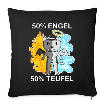 Katze Katzenrasse Burmilla - Engel und Teufel - Sofakissenbezug 45 x 45 cm - Schwarz - Vorne