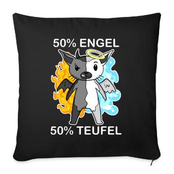 Katze Katzenrasse Chausie - Engel und Teufel - Sofakissenbezug 45 x 45 cm - Schwarz - Vorne