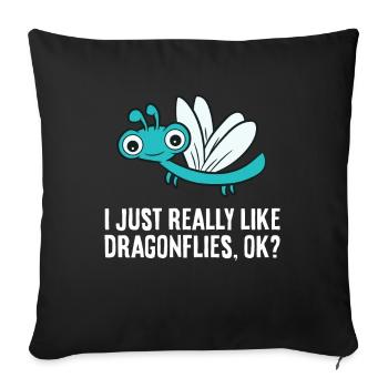 J’aime beaucoup les libellules, d’accord? Mignon - Housse de coussin décorative 45 x 45 cm - noir - Devant