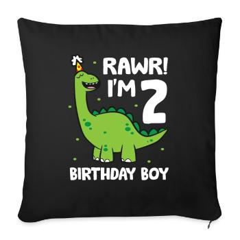 Rawr I'm 2 Dinosaurier Geburtstagskind 2. - Sofakissenbezug 45 x 45 cm - Schwarz - Vorne