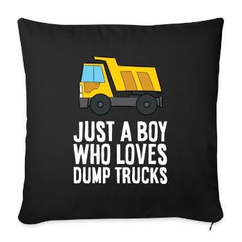 Just a Boy Who Loves Dump Trucks Construction - Sofa pillowcase 17,3'' x 17,3'' (45 x 45 cm) - black - Front