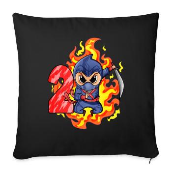 2ème anniversaire Garçon 2 ans Ninja - Housse de coussin décorative 45 x 45 cm - noir - Devant