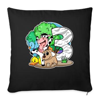 3. Geburtstag Niedliche Tiere 3 Jahre alt - Sofakissenbezug 45 x 45 cm - Schwarz - Vorne