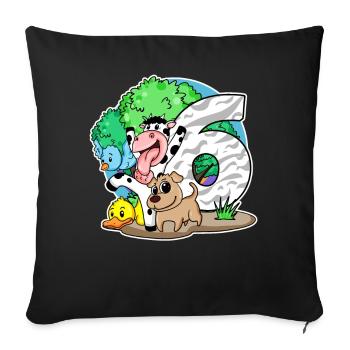 6ème anniversaire Animaux mignons 6 ans - Housse de coussin décorative 45 x 45 cm - noir - Devant