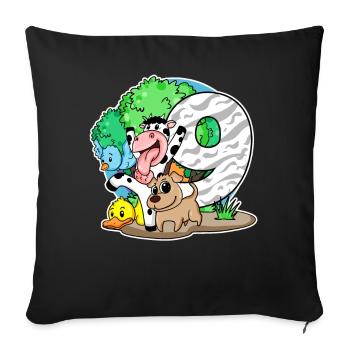 9ème anniversaire Animaux mignons 9 ans - Housse de coussin décorative 45 x 45 cm - noir - Devant