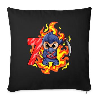 7ème anniversaire Garçon de 7 ans Ninja - Housse de coussin décorative 45 x 45 cm - noir - Devant
