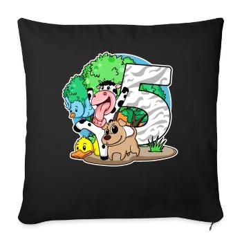 5ème anniversaire Animaux mignons 5 ans - Housse de coussin décorative 45 x 45 cm - noir - Devant