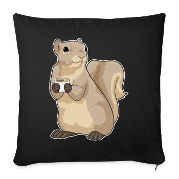 Squirrel Coffee Cup - Sofa pillowcase 17,3'' x 17,3'' (45 x 45 cm) - black - Front