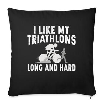 J’aime My Triathlons Long Triathlete - Housse de coussin décorative 45 x 45 cm - noir - Devant