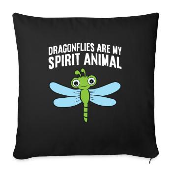 Les libellules sont mon animal d’âme Libellule mignonne - Housse de coussin décorative 45 x 45 cm - noir - Devant