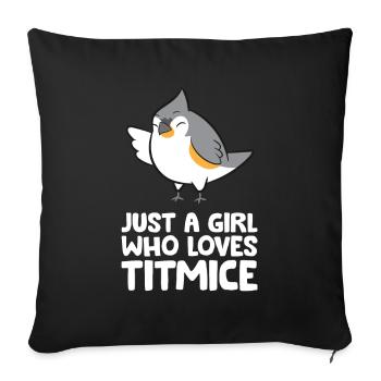 Juste une fille qui aime l’oiseau à crête titmice - Housse de coussin décorative 45 x 45 cm - noir - Devant