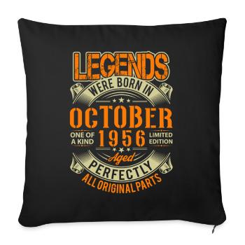 1956 Octobre Légende d’anniversaire - Housse de coussin décorative 45 x 45 cm - noir - Devant