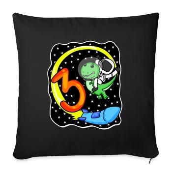 Jeune astronaute dinosaure de 3 ans - Housse de coussin décorative 45 x 45 cm - noir - Devant