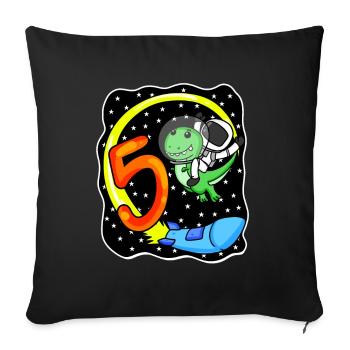 Jeune astronaute dinosaure de 5 ans - Housse de coussin décorative 45 x 45 cm - noir - Devant
