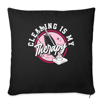 Thérapie de femme de ménage - Housse de coussin décorative 45 x 45 cm - noir - Devant
