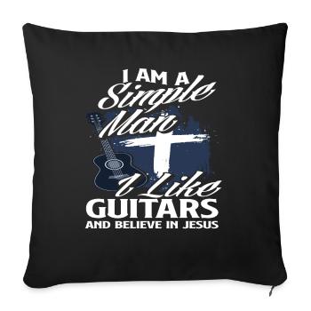 Guitar Jesus Mann - Sofa pillowcase 17,3'' x 17,3'' (45 x 45 cm) - black - Front