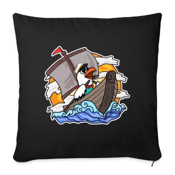 Mouette dans le bateau - Housse de coussin décorative 45 x 45 cm - noir - Devant