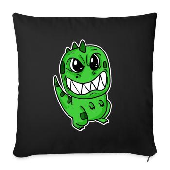 Petit dinosaure en colère - Housse de coussin décorative 45 x 45 cm - noir - Devant