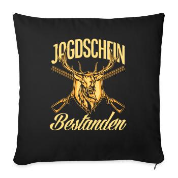 Jäger Jagdschein Bestanden Geschenk - Sofakissenbezug 45 x 45 cm - Schwarz - Vorne