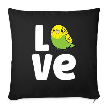 Budgie Bird Love Cute Budgerigar Parakeet Bird - Sofa pillowcase 17,3'' x 17,3'' (45 x 45 cm) - black - Front