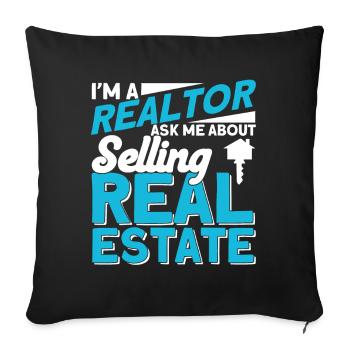 Agent immobilier Courtier Profession Immobilier - Housse de coussin décorative 45 x 45 cm - noir - Devant