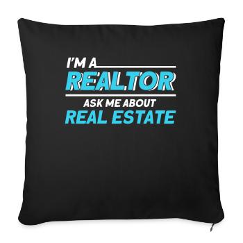 Agent immobilier Courtier Profession Immobilier - Housse de coussin décorative 45 x 45 cm - noir - Devant