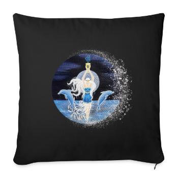 Goddess of the Sea Glitter - Sonja Ariel von Staden - Sofa pillowcase 17,3'' x 17,3'' (45 x 45 cm) - black - Front