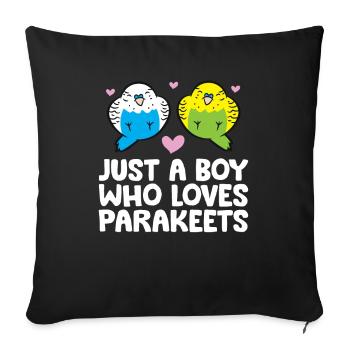 Juste un garçon qui aime les perruches Perruches - Housse de coussin décorative 45 x 45 cm - noir - Devant