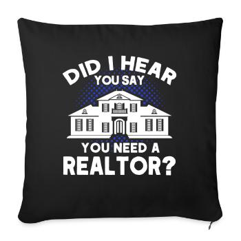 Agent immobilier Courtier Profession Immobilier - Housse de coussin décorative 45 x 45 cm - noir - Devant