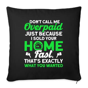 Agent immobilier Courtier Profession Immobilier - Housse de coussin décorative 45 x 45 cm - noir - Devant