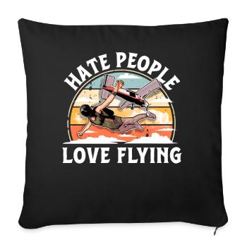 Skydiving Parachutists Parachute - Sofa pillowcase 17,3'' x 17,3'' (45 x 45 cm) - black - Front