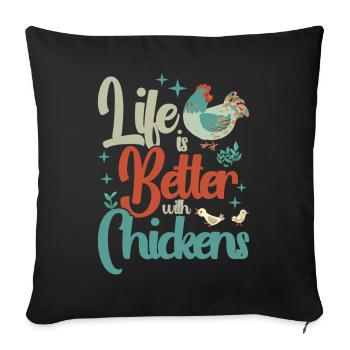 Poulet Coq Poulet Agriculteur Poule Volaille Coq - Housse de coussin décorative 45 x 45 cm - noir - Devant